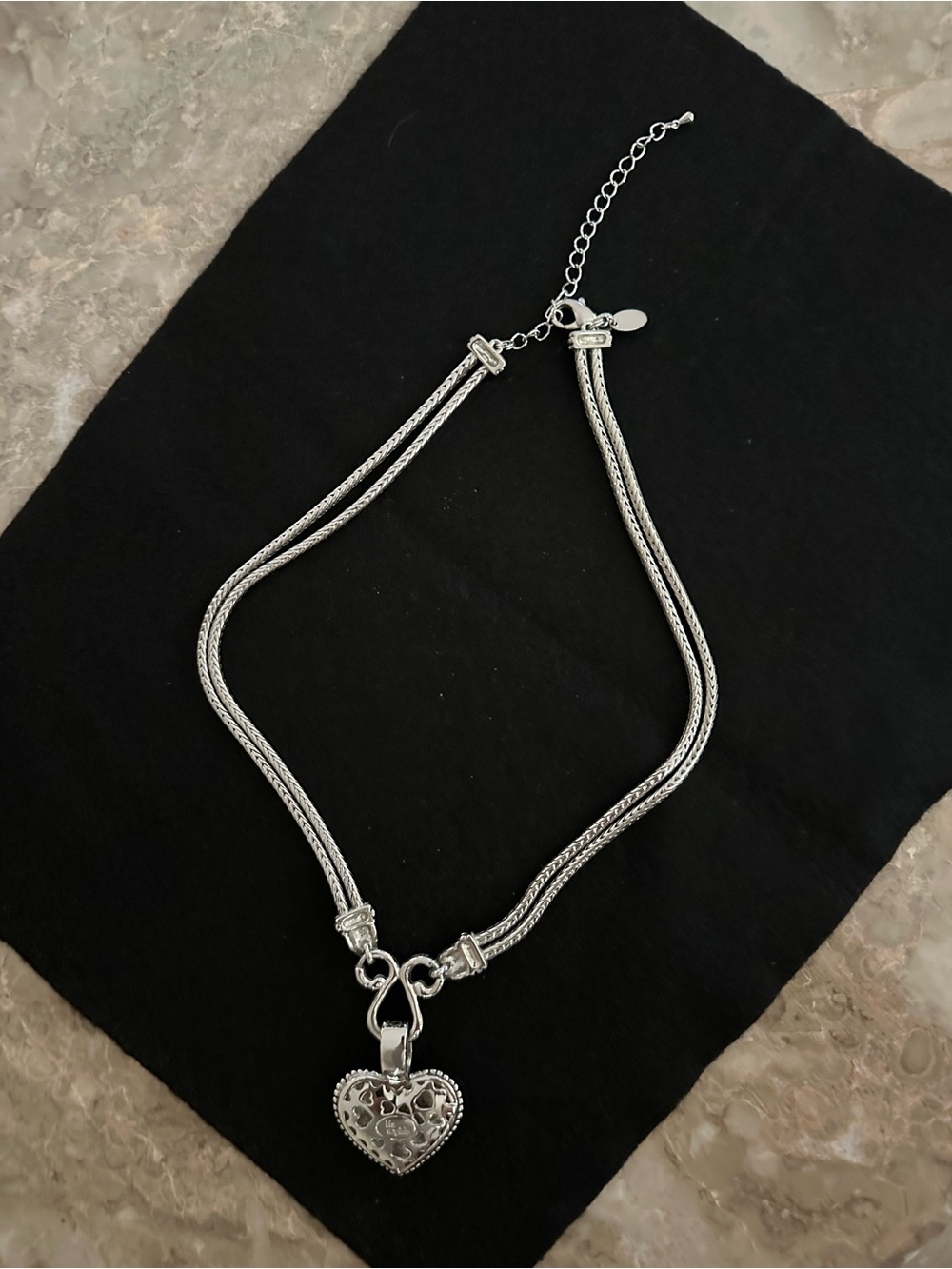 Lia Sophia Silver Heart Pendant Double-Chain Necklace